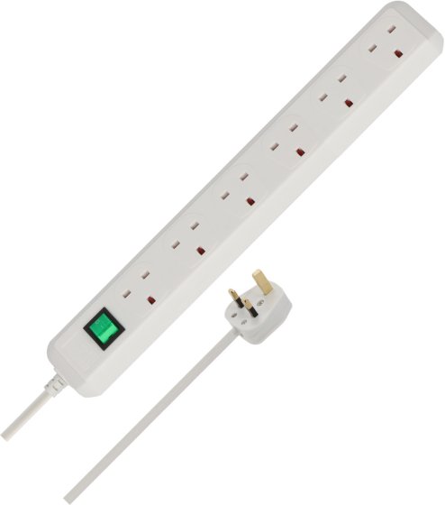 Brennenstuhl 1159523 Eco-Line, 6-way extension lead (with switch and 1.5m cable - extremely energy-efficient) colour: white