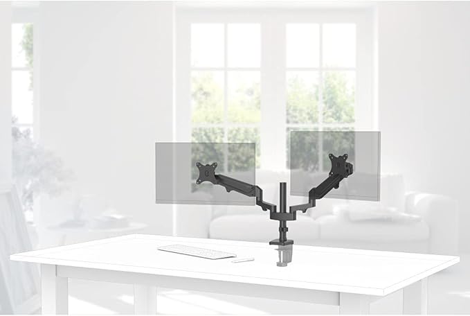 Hama 118498 FullMotion Monitor Arm,Gas Spring,2 Monitors,81cm (32"),Double Arm,black
