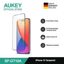 AUKEY SP-GT10C Super Clear Tempered Glass Screen Protector iphone 15 pro Transparent