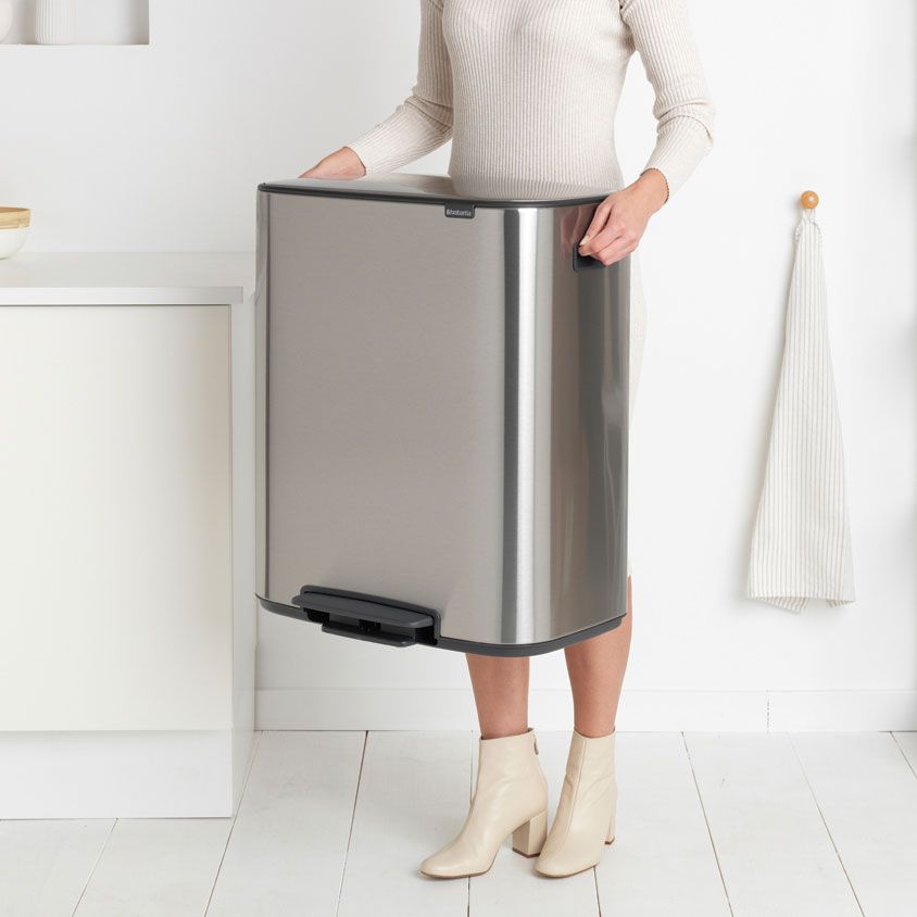 Brabantia 211461 Bo Pedal Bin, 2 X 30 Litre Matt Steel Fingerprint Proof