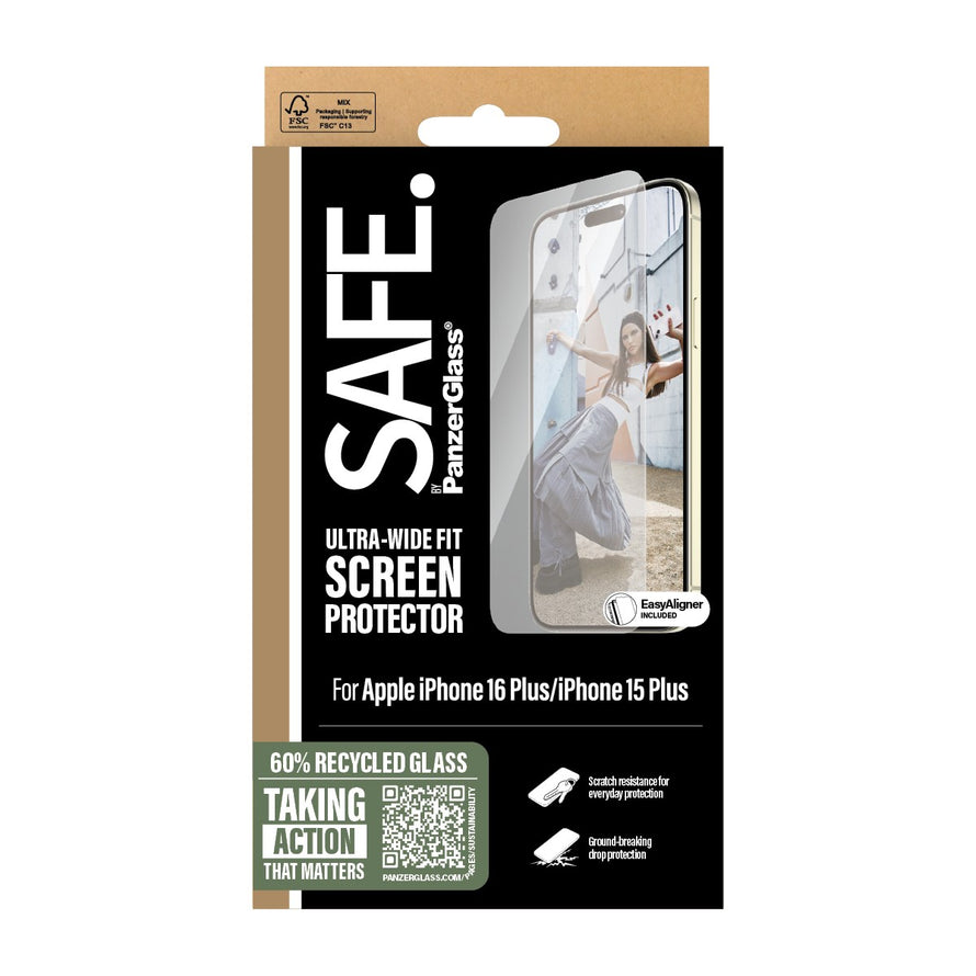 Panzerglass® Safe95877 Screen Protector Iphone 16 Plus | Ultra-Wide Fit
