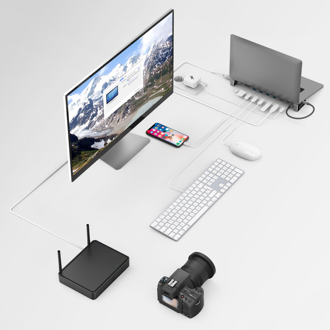 HAMA 200103 "Connect2Office Basic" USB-C Docking Station with Removable Feet, 9 Ports