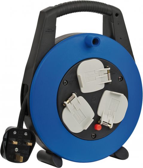 Brennenstuhl 1098203 Vario Line 3-Way BS Socket Cable Reel Box, 5 m Cable Length, Blue