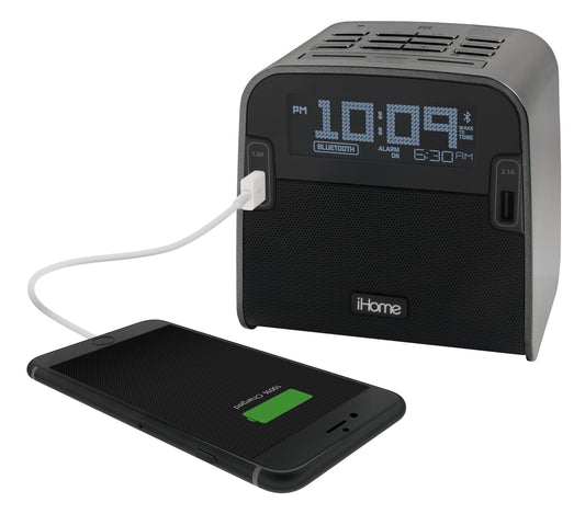 iHome HBN22E NFC Bluetooth FM Clock Radio with Speakerphone and Dual USB Charging