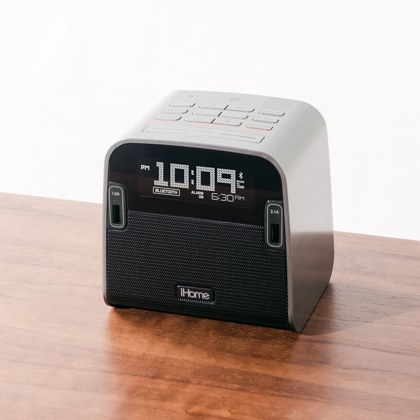 iHome HBN22E NFC Bluetooth FM Clock Radio with Speakerphone and Dual USB Charging