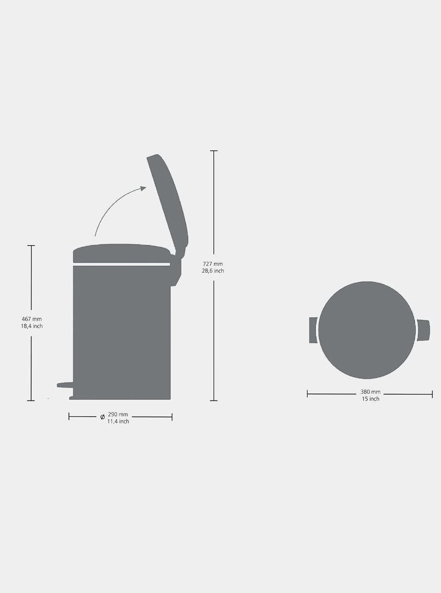 Brabantia 113987 Pedal Bin,20L,Plastic Bkt Brilliant Steel