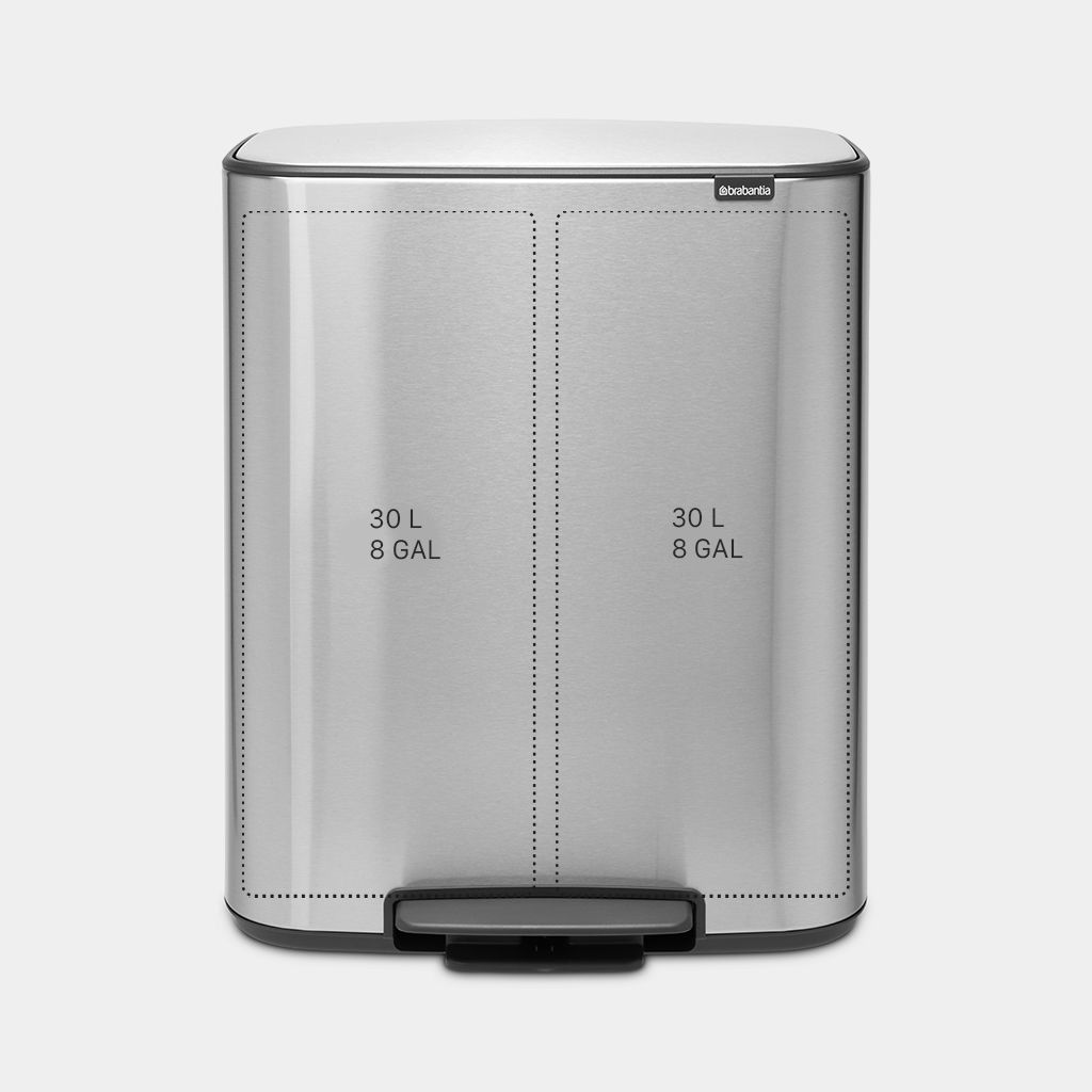 Brabantia 211461 Bo Pedal Bin, 2 X 30 Litre  Matt Steel Fingerprint Proof