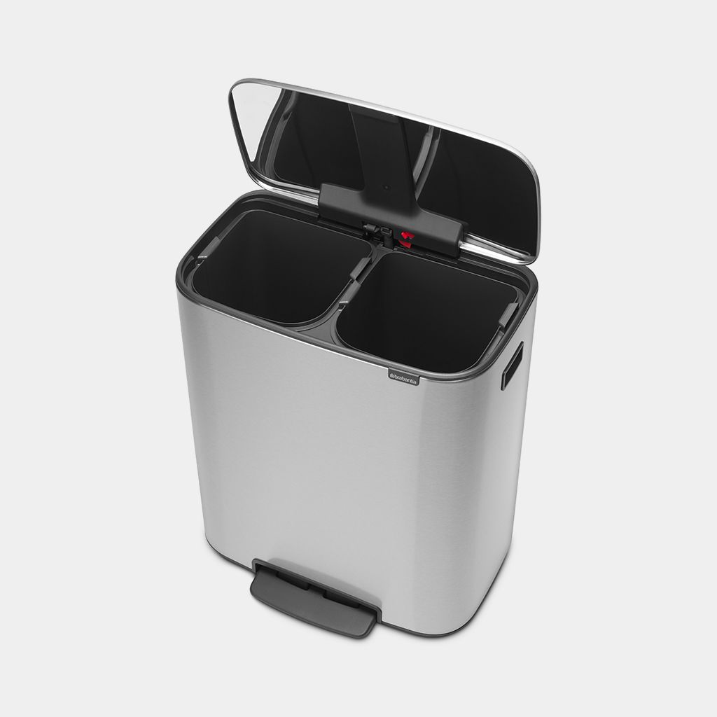 Brabantia 211461 Bo Pedal Bin, 2 X 30 Litre  Matt Steel Fingerprint Proof