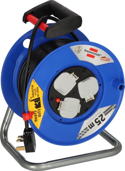 BRENNENSTUHL 1218057900 CABLEREEL Garant 3-way socket outlet Cable Reel (Extension Lead 25m cable length, ergonomic handle, cable colour: black)