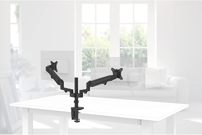 Hama 118498 FullMotion Monitor Arm,Gas Spring,2 Monitors,81cm (32"),Double Arm,black