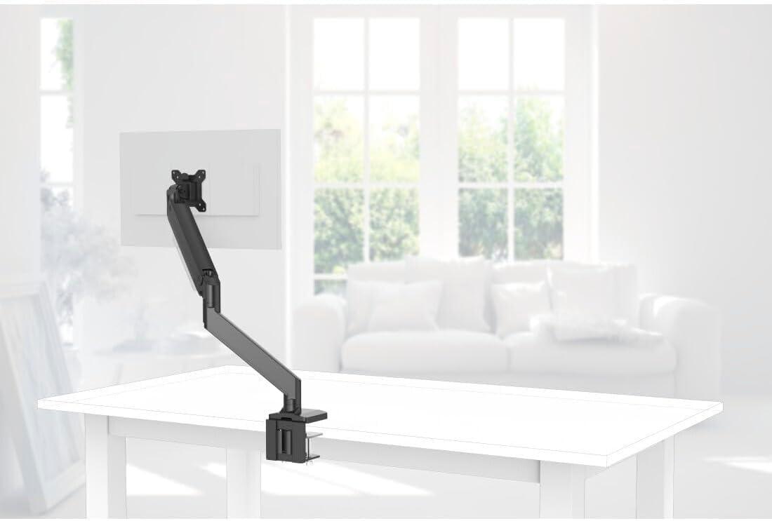 Hama 118497 FullMotion Monitor Arm,Gas Spring,89 cm(35"),1 Arm,Aluminium/Steel,black