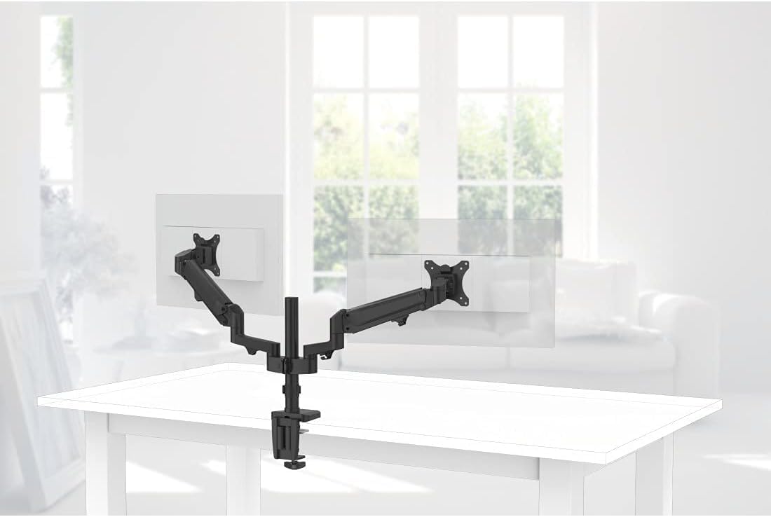 Hama 118498 FullMotion Monitor Arm,Gas Spring,2 Monitors,81cm (32"),Double Arm,black