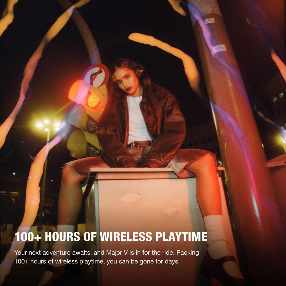 Marshall MAJOR V Wireless on-ear headphones with 100+ hours of playtime.