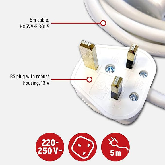 Brennenstuhl 1166573015 Extension cable for indoor use perfect for home and office with 13A BS plug,5 Meter, White