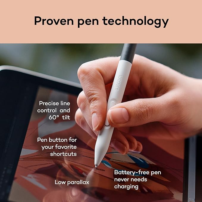 Wacom One DTC141 Creative Pen Display,14” HD Full-Laminated Digital Art Tablet with Creative Software and Training, Graphics Drawing Pad for Mac and Windows