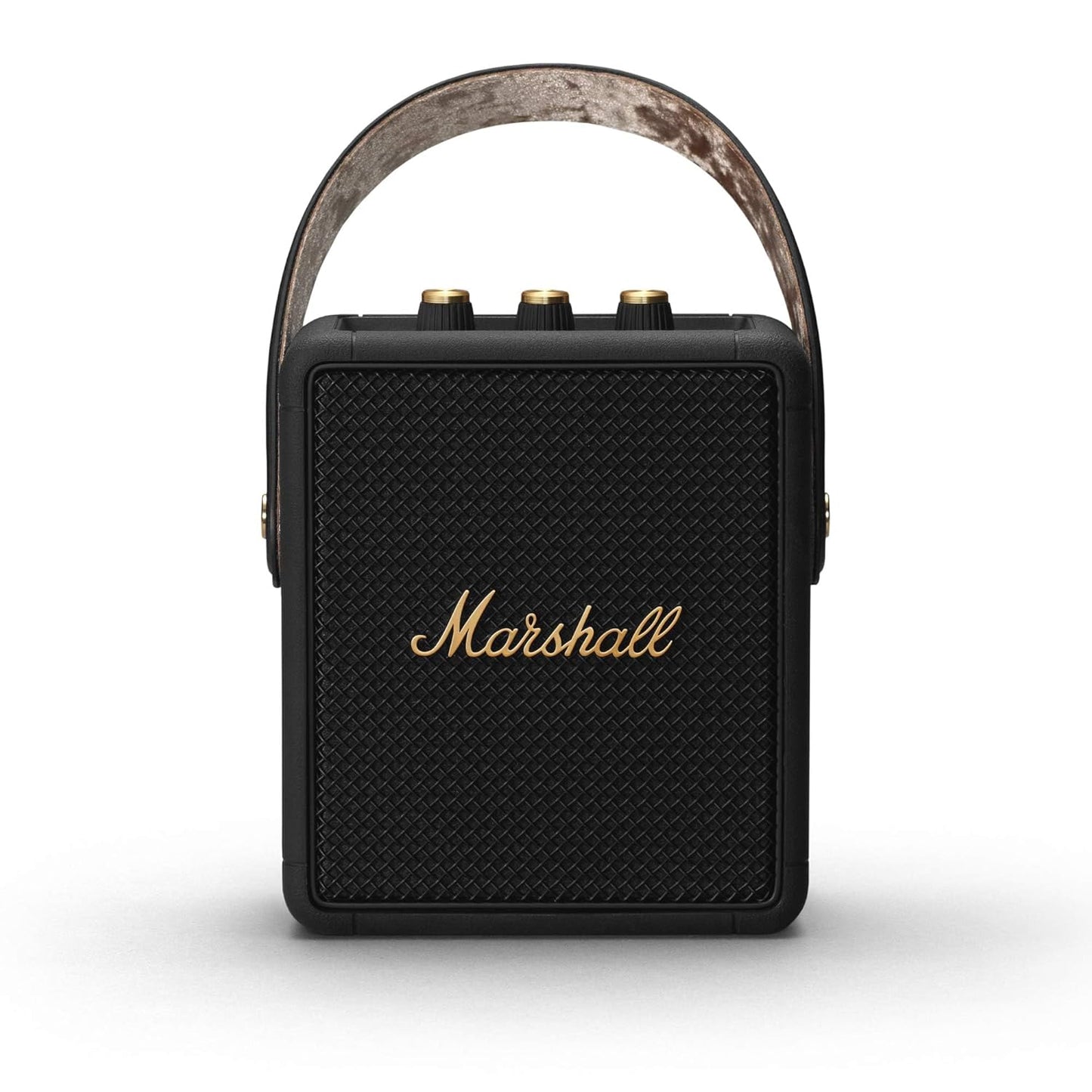 Marshall Stockwell II Portable Bluetooth Speaker with 20+ Hours of Portable Playtime, (360° Sound), Water-Resistant (IPX4) – Black & Brass.