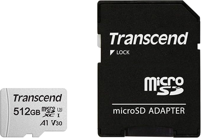 Transcend TS512GUSD300S-A,512GB microSD w/ adapter UHS-I U3 A1