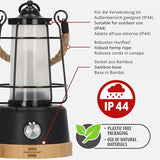 Brennenstuhl 1171800010 LED Rechargeable Camping Lantern Cal 1 (350 lm, IP44, up to 75h Burn time, infinitely dimmable, Adjustable Colour Temperature, Rechargeable Camping Light with Hemp Rope and Bamboo Base)