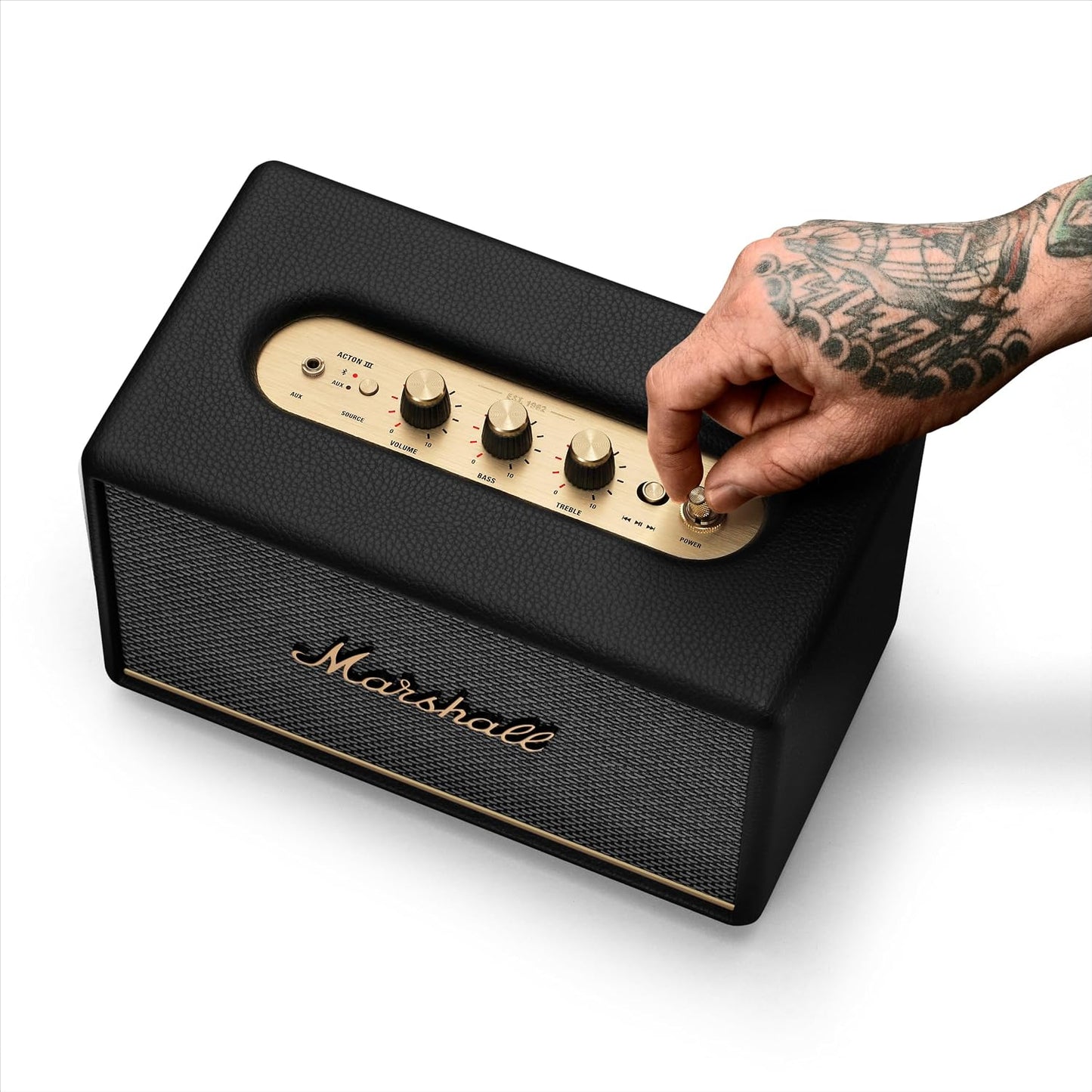 Marshall Acton III Bluetooth Home Speaker - Loud Stereo Sound with Bass and Treble Controls | Plug-in Powered | 3.5mm Aux Input