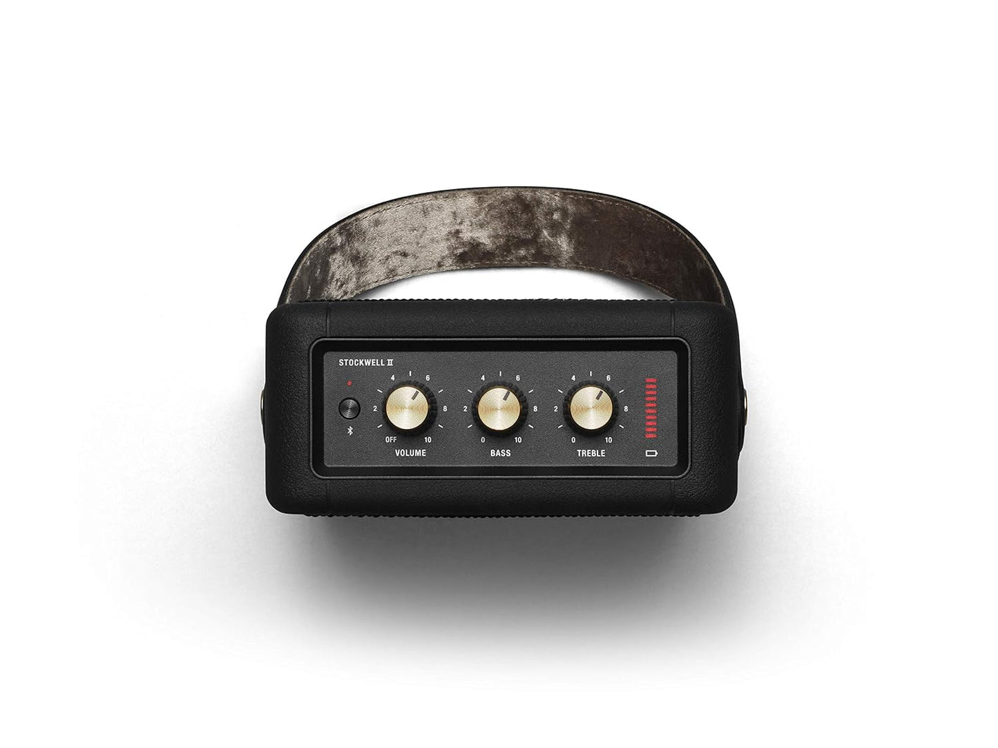 Marshall Stockwell II Portable Bluetooth Speaker with 20+ Hours of Portable Playtime, (360° Sound), Water-Resistant (IPX4) – Black & Brass.