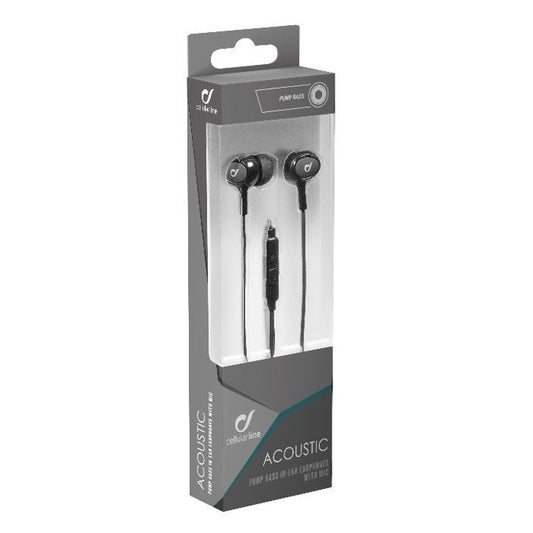 Cellularline Pump Bass Earphone With Mic Black Acoustick