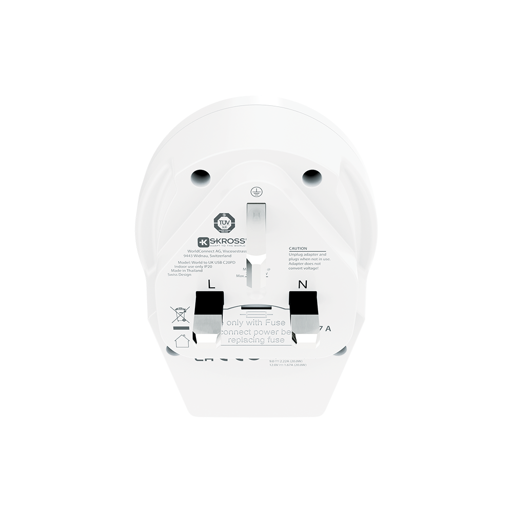 Skross 1500291 World To Uk Usb C20Pd