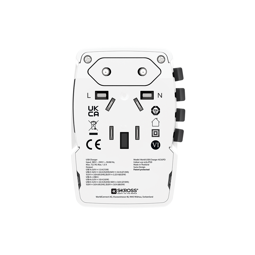 Skross 1302333 World Usb Charger Ac65Pd