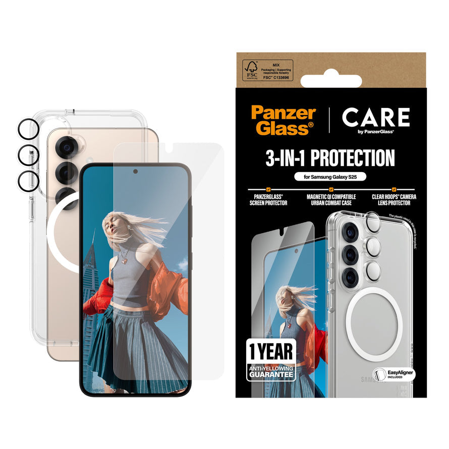 PanzerGlass® | CARE™ by PanzerGlass® 3-in-1 Bundle Samsung Galaxy S25