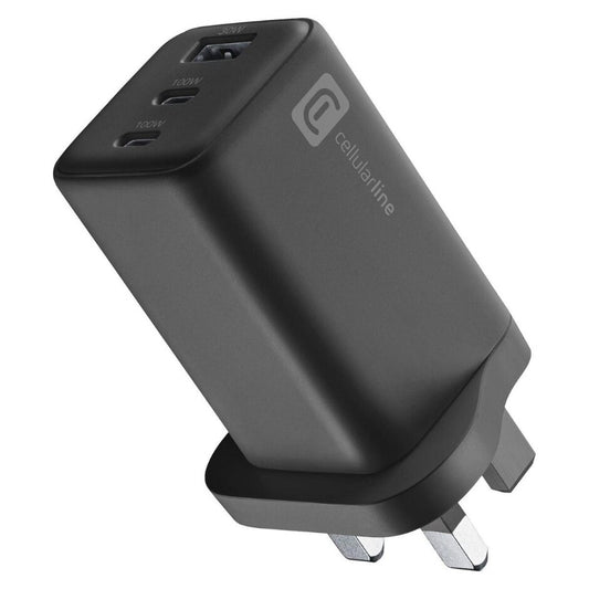 Cellularline Charger 3 Ports Gan 100W Uk Plug Black Achusbgan3Pd100Ukk