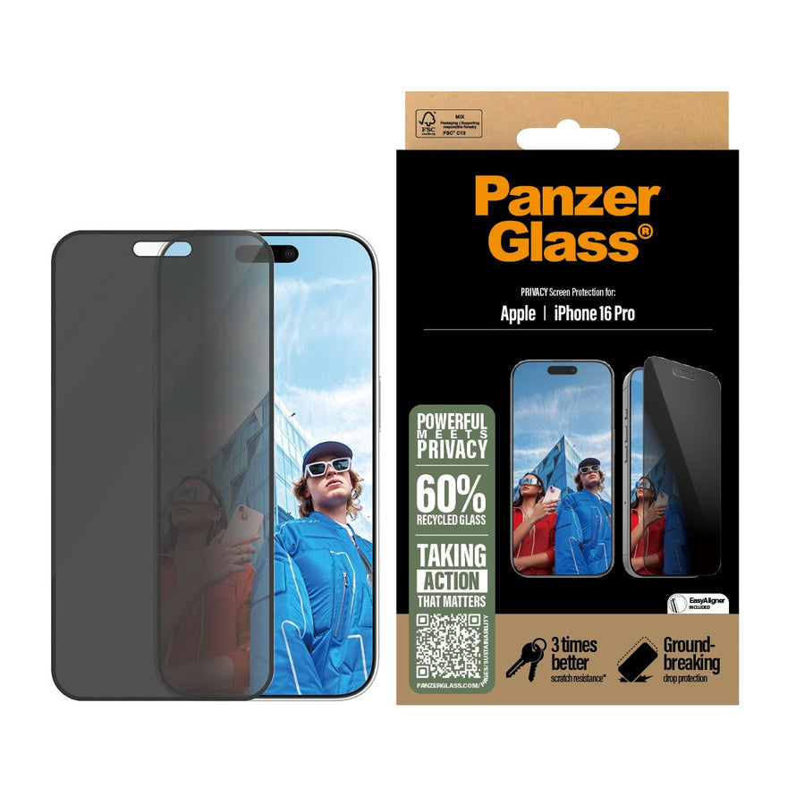 Panzerglass® P2862 Privacy Screen Protector Iphone 16 Pro | Ultra-Wide Fit