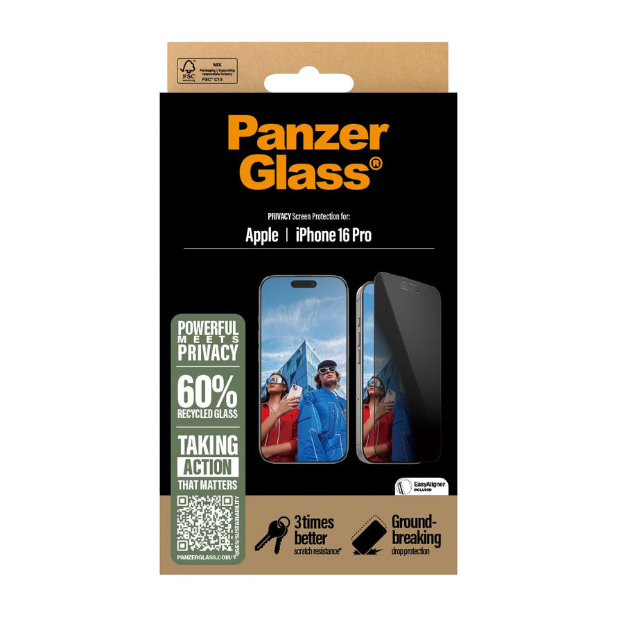 Panzerglass® P2862 Privacy Screen Protector Iphone 16 Pro | Ultra-Wide Fit