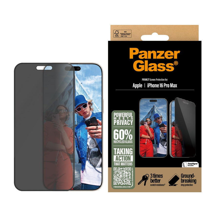 Panzerglass® P2864 Privacy Screen Protector Iphone 16 Pro Max | Ultra-Wide Fit