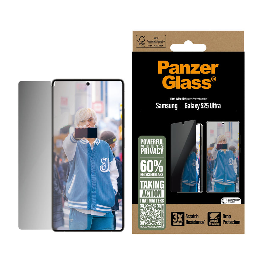PanzerGlass® 2-Way Privacy Screen Protector Samsung Galaxy S25 Ultra | Ultra-Wide Fit