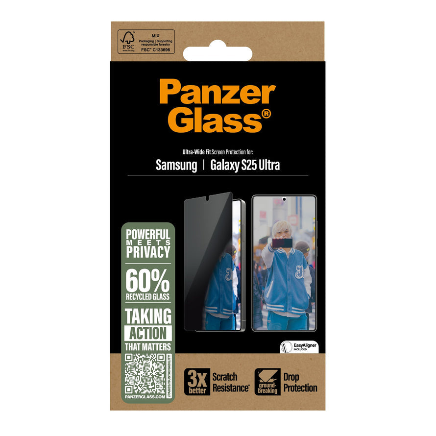 PanzerGlass® 2-Way Privacy Screen Protector Samsung Galaxy S25 Ultra | Ultra-Wide Fit