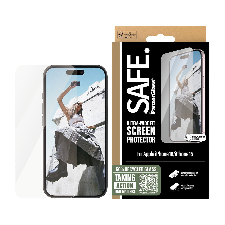 Panzerglass® Safe95875 Screen Protector Iphone 16 | Ultra-Wide Fit