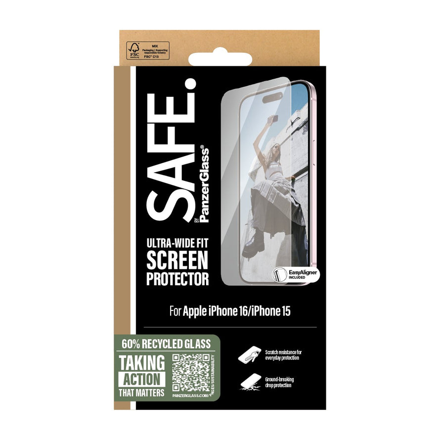 Panzerglass® Safe95875 Screen Protector Iphone 16 | Ultra-Wide Fit