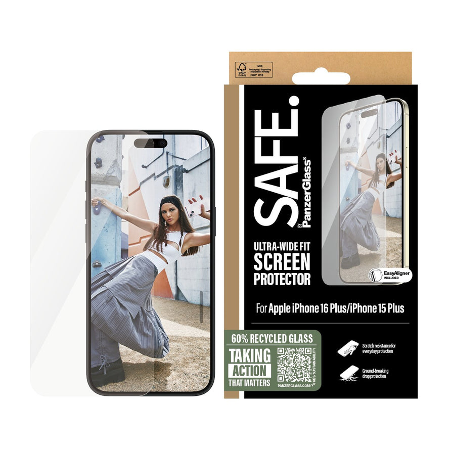 Panzerglass® Safe95877 Screen Protector Iphone 16 Plus | Ultra-Wide Fit