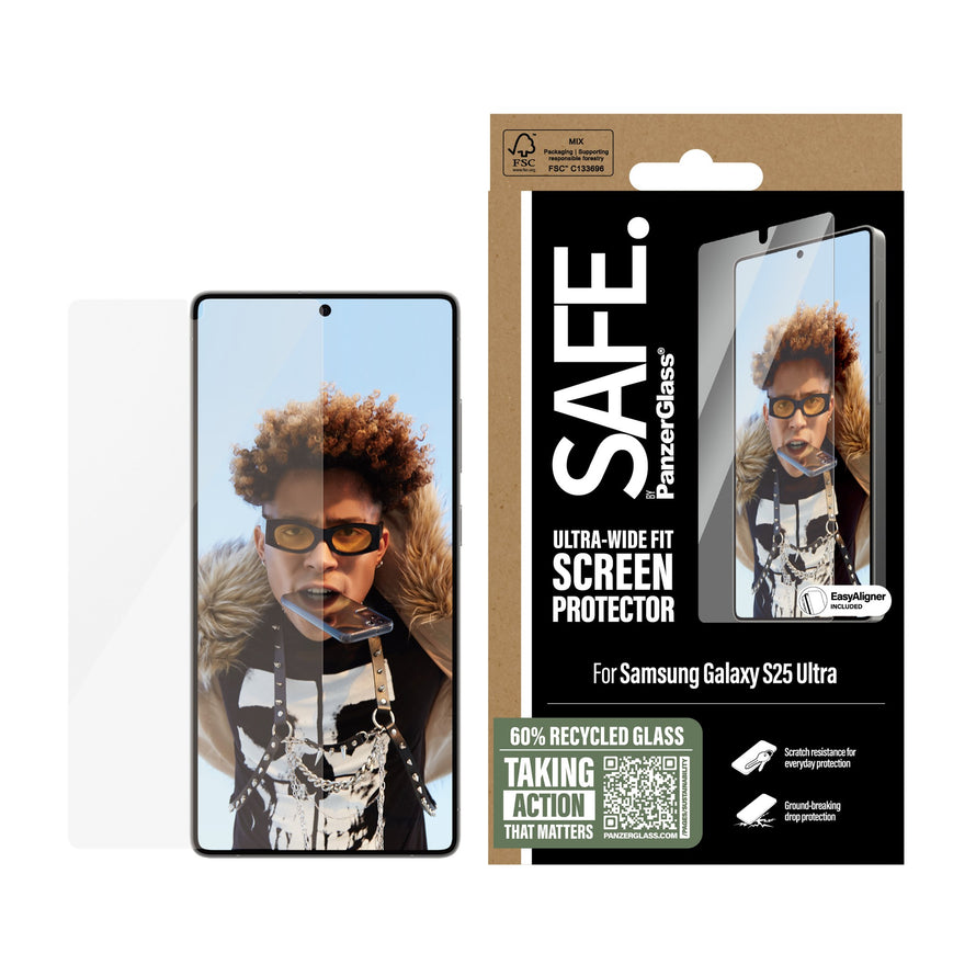 SAFE. by PanzerGlass® Screen Protector Samsung Galaxy S25 Ultra | Ultra-Wide Fit w. EasyAligner