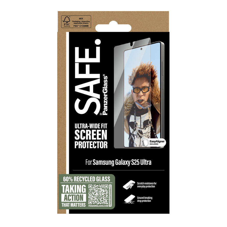 SAFE. by PanzerGlass® Screen Protector Samsung Galaxy S25 Ultra | Ultra-Wide Fit w. EasyAligner