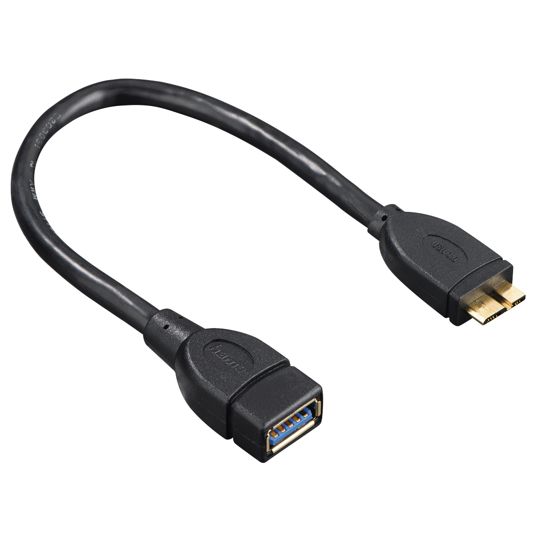 HAMA 54511 USB 3.0 OTG Adapter Cable, micro plug - A socket, black, 0.15 m