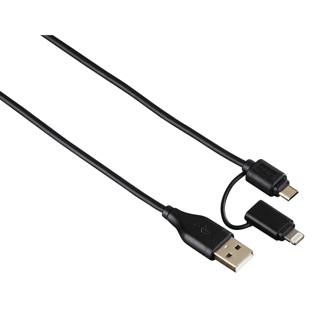 HAMA 54566 2in1 Micro USB Cable with Lightning Adapter, gold-plated, shield., 1.20 m