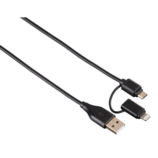 HAMA 54566 2in1 Micro USB Cable with Lightning Adapter, gold-plated, shield., 1.20 m