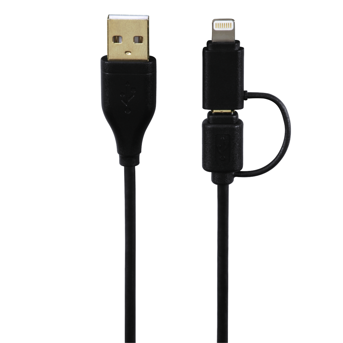 HAMA 54566 2in1 Micro USB Cable with Lightning Adapter, gold-plated, shield., 1.20 m