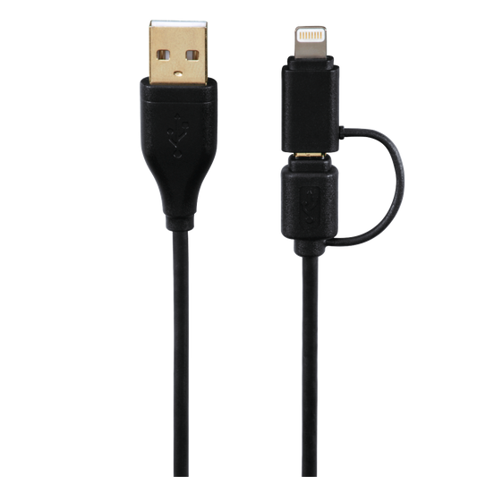 HAMA 54566 2in1 Micro USB Cable with Lightning Adapter, gold-plated, shield., 1.20 m