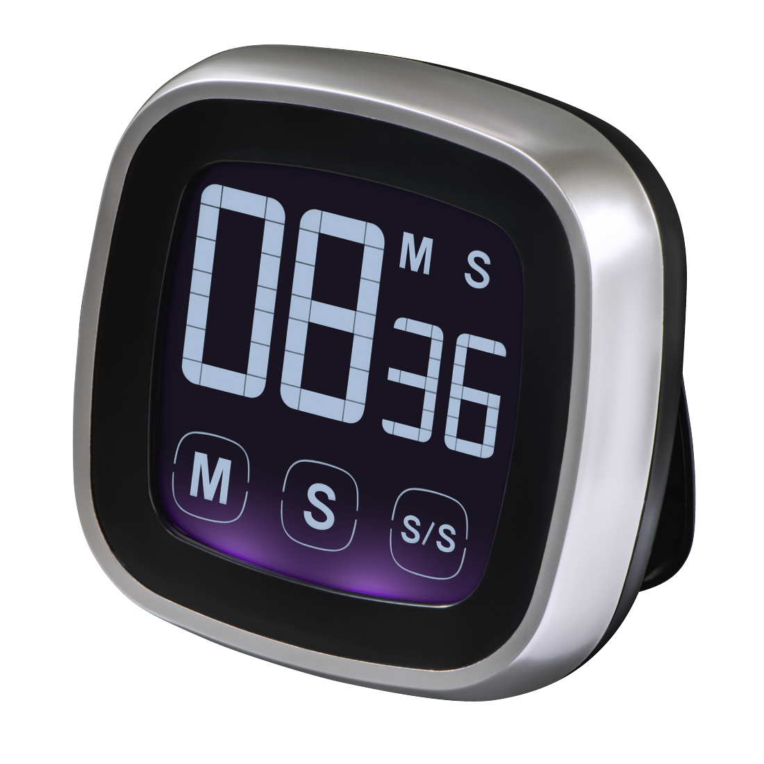 XAVAX 95321 "Touch" Kitchen Timer, Digital, silver/black