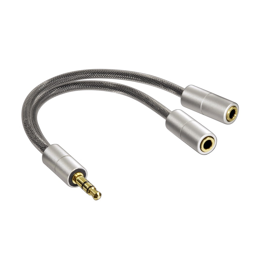 HAMA 106334"Alu Line" Jack Adapter, 3.5 mm jack plug - 2x socket, stereo