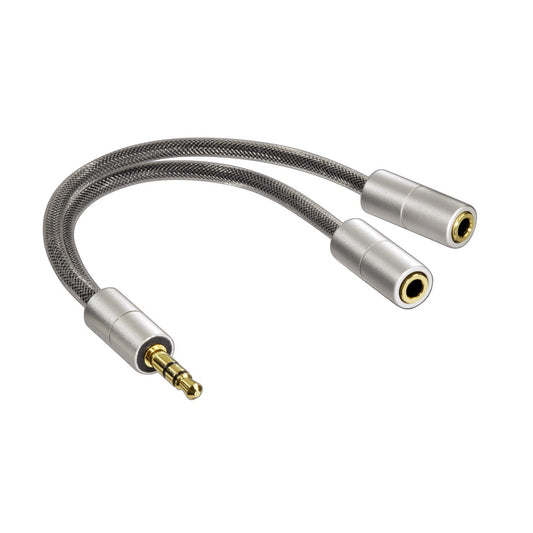 HAMA 106334"Alu Line" Jack Adapter, 3.5 mm jack plug - 2x socket, stereo