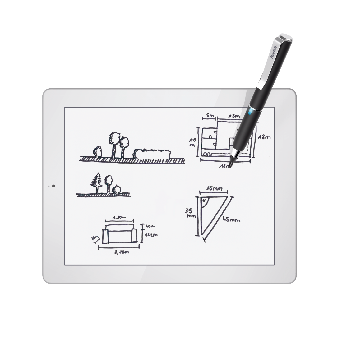 Hama 108396 "Active Fineline" Input Pen with Thin 2.5 mm Tip for Tablets
