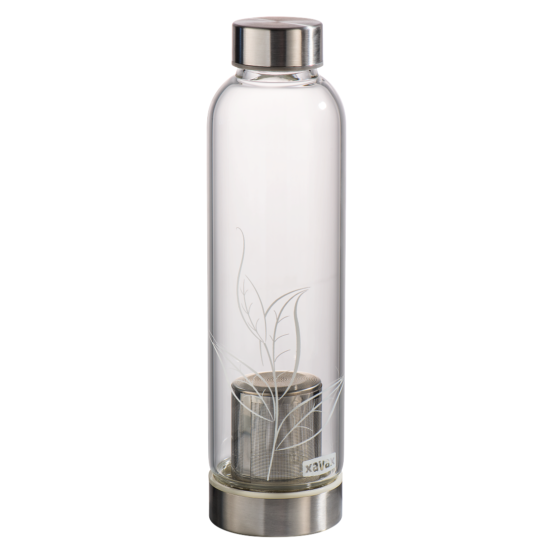 XAVAX 111233 Glass Drinking Bottle with Sieve and Neoprene Sleeve, 500 ml, black