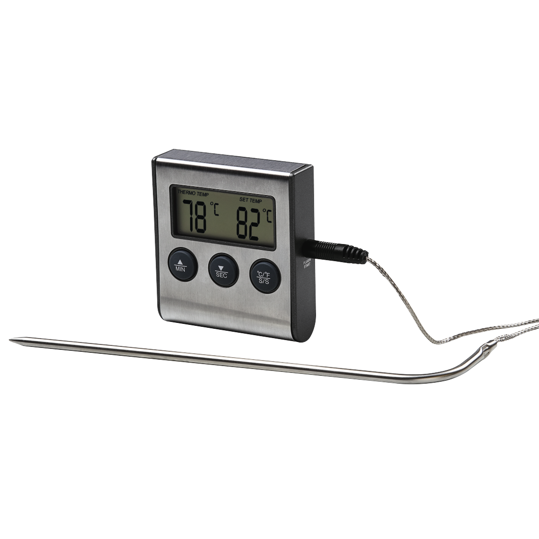 XAVAX 111381  Digital Meat Thermometer with Timer, Cable Sensor